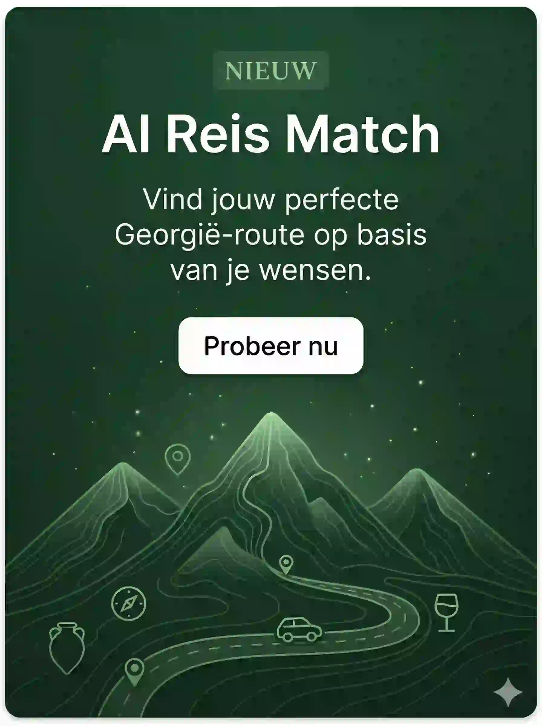 Scherm met de AI Reis Match-tool van Touringo