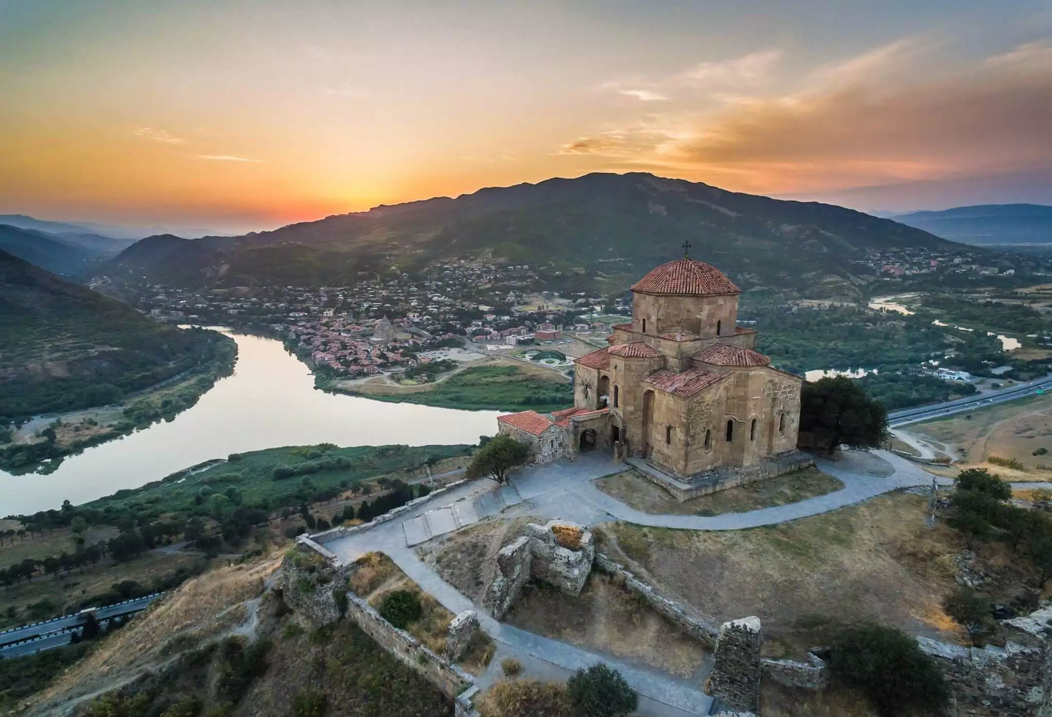 Georgië Oude hoofdstad Mtskheta en Jvari-tempel Foto