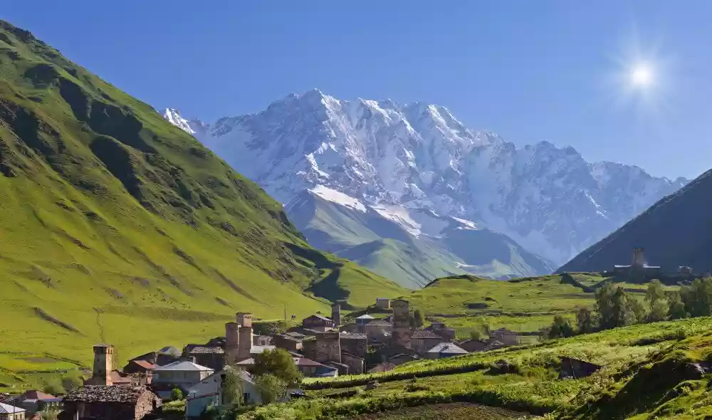 Ushguli dorp in Svaneti Georgie