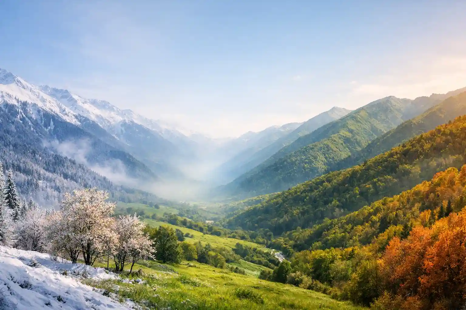De vier seizoenen in Georgië