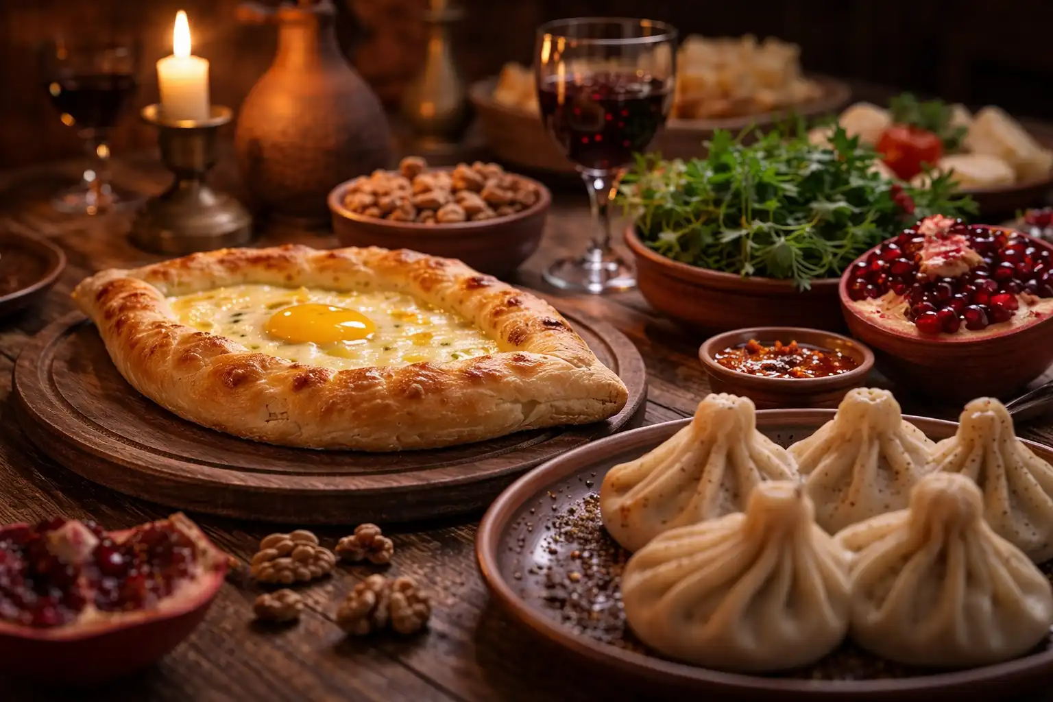 Georgische tafel met lokale gerechten