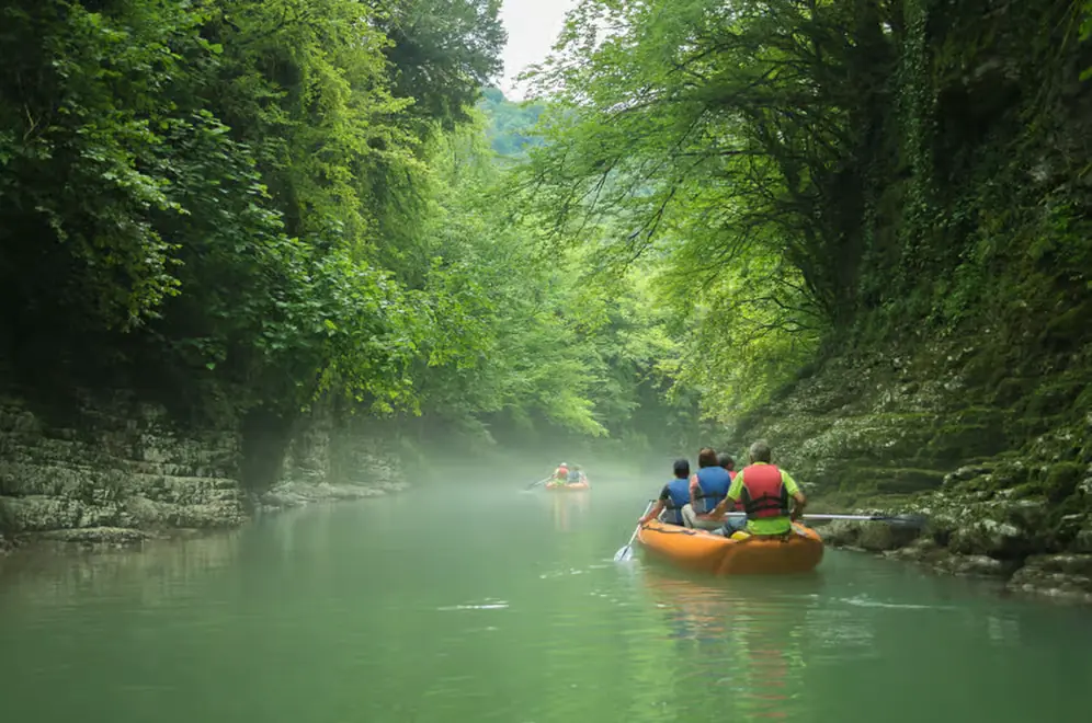 Canyon met water en mos in West-Georgië